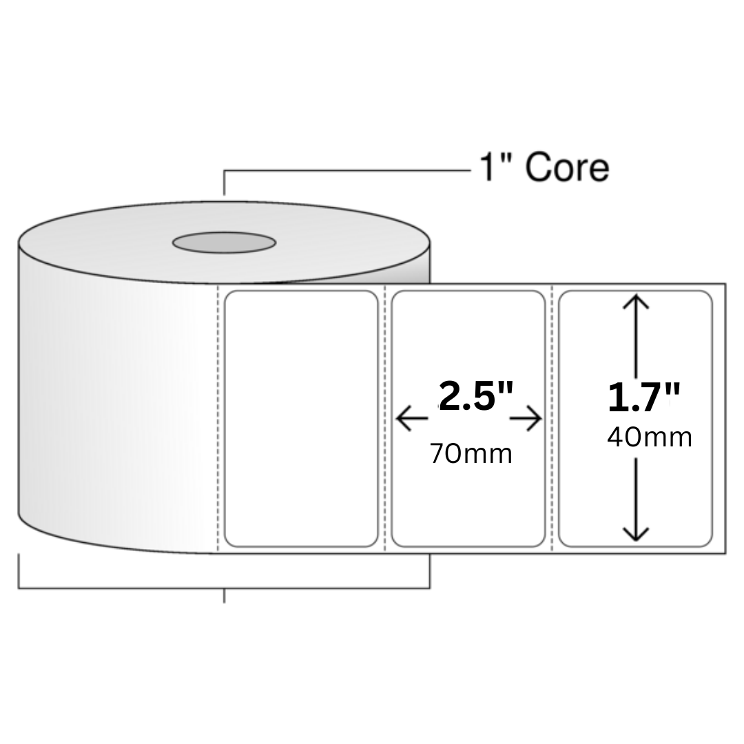119 70mm x 40mm / 2.5 x 1.7 inch Thermal Transfer Barcode Label Stickers - Image 1