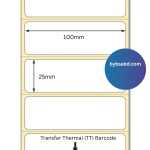100mm x 25mm Transfer Thermal (TT) Barcode Label Sticker - Image 2